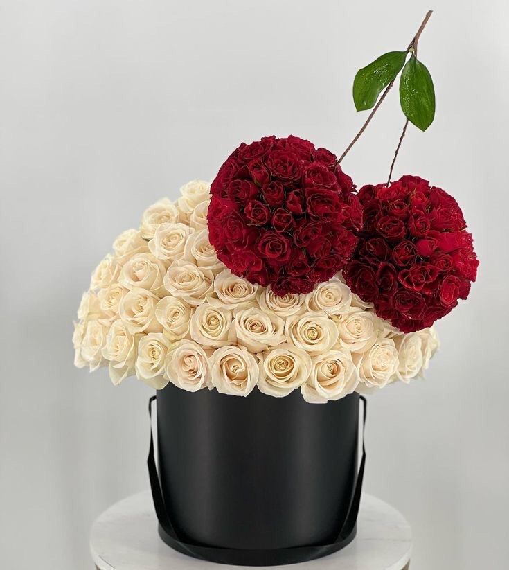 250 Premium White/Red Rose 3D Cherry Box